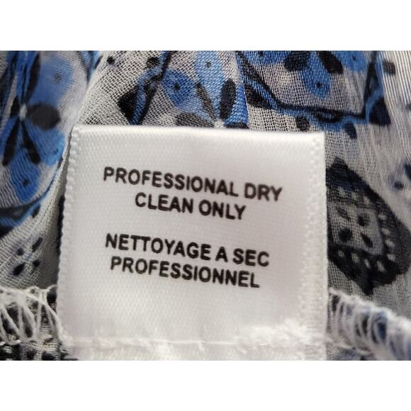 Misa LA Zonia Blue/White Geometric Off-Shoulder Chiffon Mini Dress XS - Picture 14 of 14